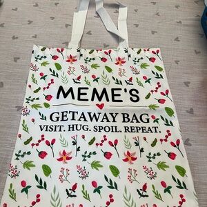 Meme's Floral Tote - White, Pink, and Green